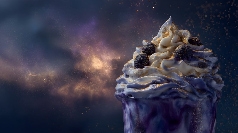 Blueberry dessert topped with cream and dark berries is served Free Premium Stock Photo