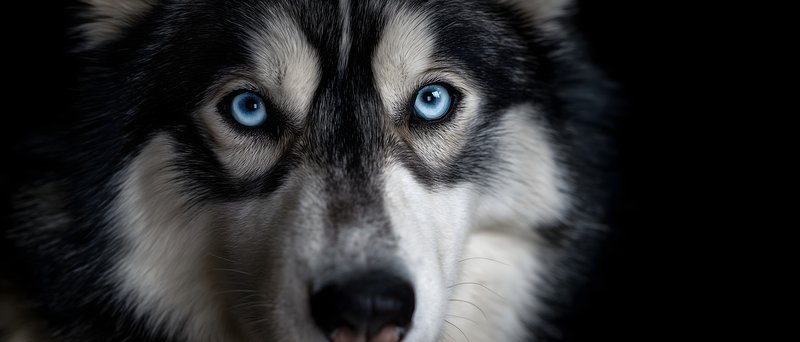 Husky with blue eyes looking directly at the camera Free Premium Stock Photo - stock photo