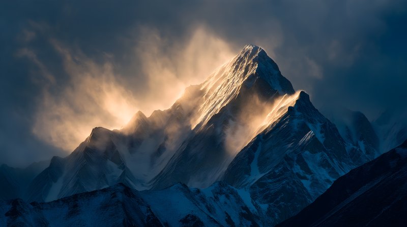 Mountains glow under sunset in a dramatic sky Free Premium Stock Image - stock photo