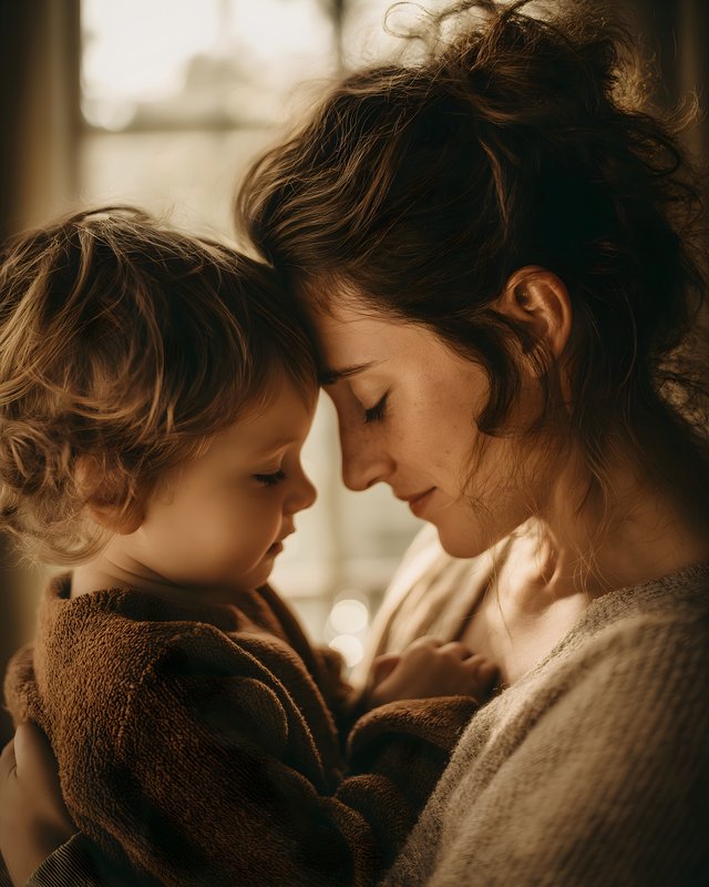 Mother and child share a moment of closeness indoors Free Premium Stock Image - stock photo