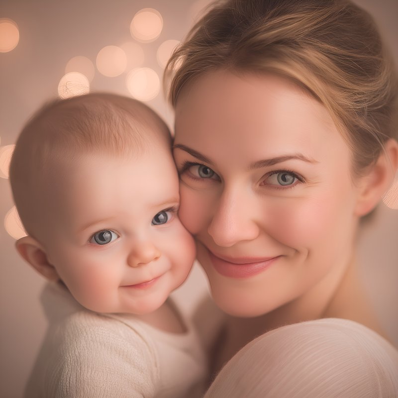 Mother and baby share a moment during a cozy indoor setting Free Premium Stock Photo - stock photo