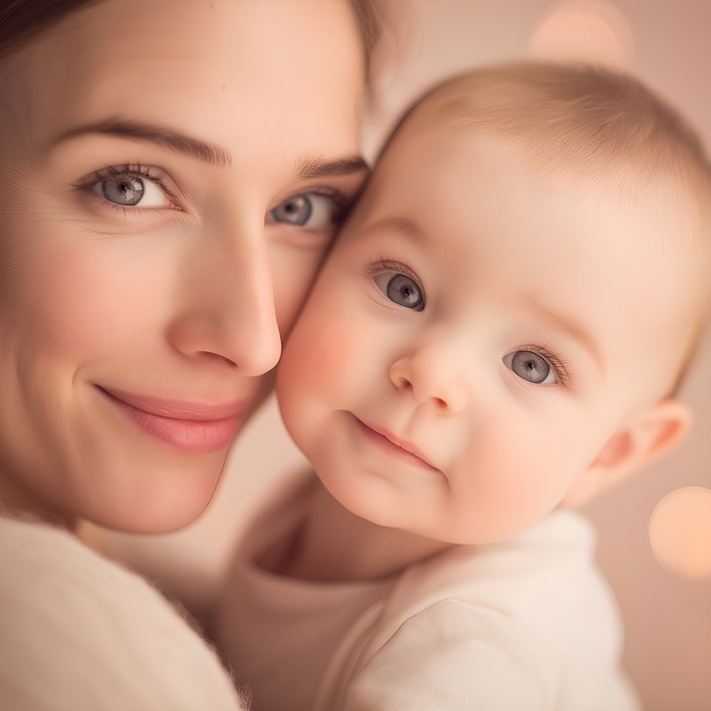Woman holds baby close during a warm indoor moment Free Premium Stock Image - stock photo