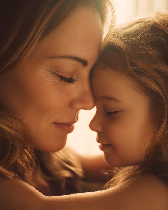 Mother and daughter share a moment together during sunset Free Premium Stock Photo - stock photo