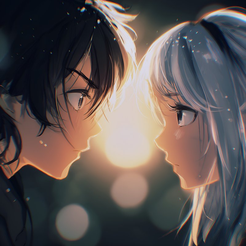 Two characters face each other in dim light Free Premium Stock Photo - stock photo