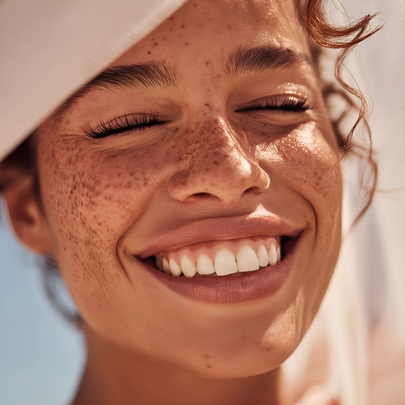 Bright smile on a warm day at the beach Free Premium Stock Image - stock photo