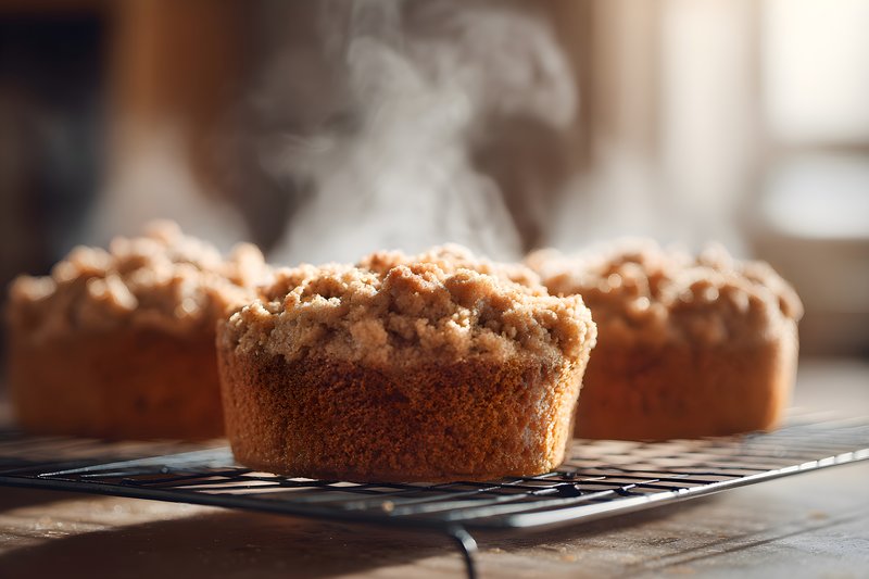 Freshly baked muffins cooling on a rack in the kitchen Free Premium Stock Image - stock photo