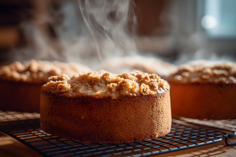 Baking cakes on a cooling rack in a warm kitchen Free Premium Stock Photo - stock photo