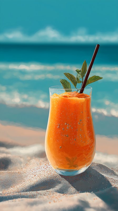 Fresh orange drink by the beach during sunny weather Free Premium Stock Photo - stock photo
