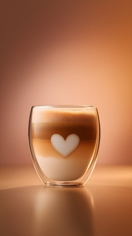Cup of latte with heart design in warm lighting Free Premium Stock Photo - stock photo