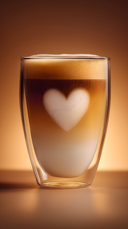 Coffee drink with heart design in glass cup Free Premium Stock Photo - stock photo