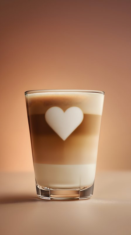 Coffee with heart shape made in milk foam on light background Free Premium Stock Photo - stock photo