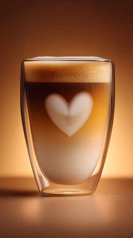Barista makes latte art with heart shape in glass cup Free Premium Stock Photo - stock photo