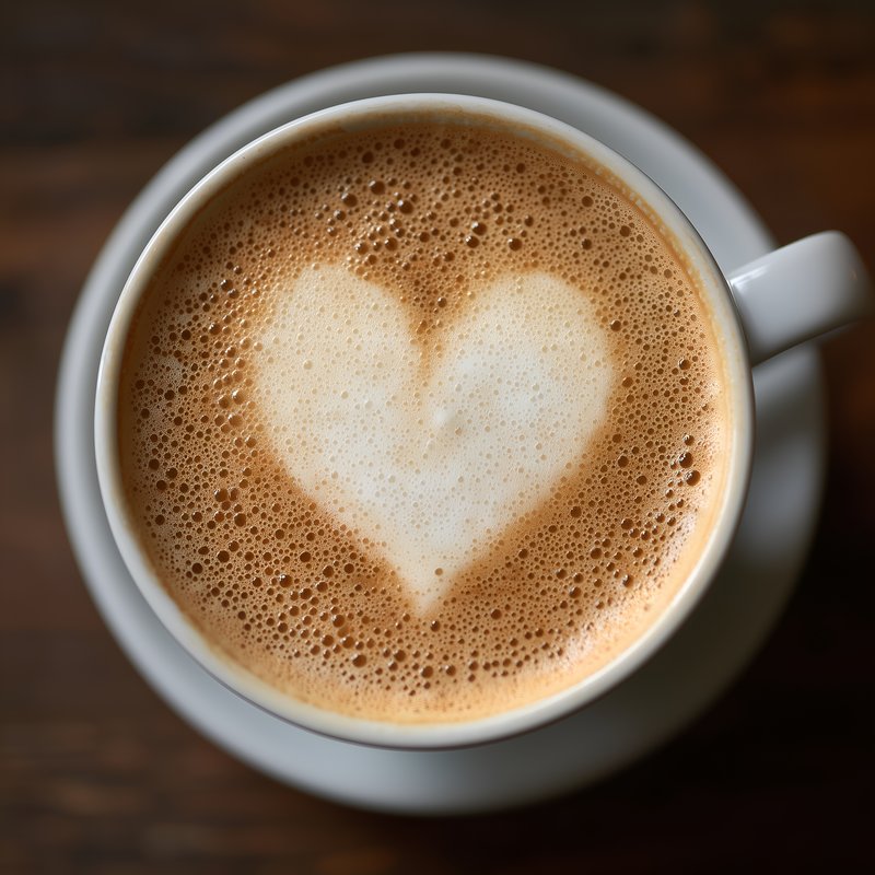 Coffee with a heart design on top served in a white cup Free Premium Stock Photo - stock photo