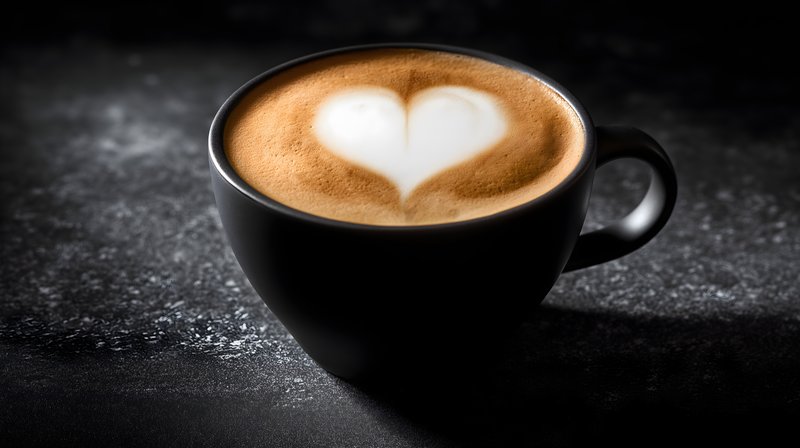 Coffee cup with heart design on top in dark setting Free Premium Stock Image - stock photo