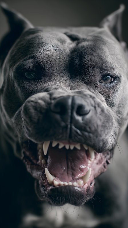 Dog shows teeth with mouth open in close up view Free Premium Stock Image - stock photo