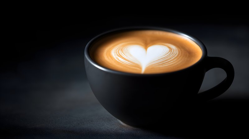 Coffee cup with heart design on creamy surface Free Premium Stock Image - stock photo