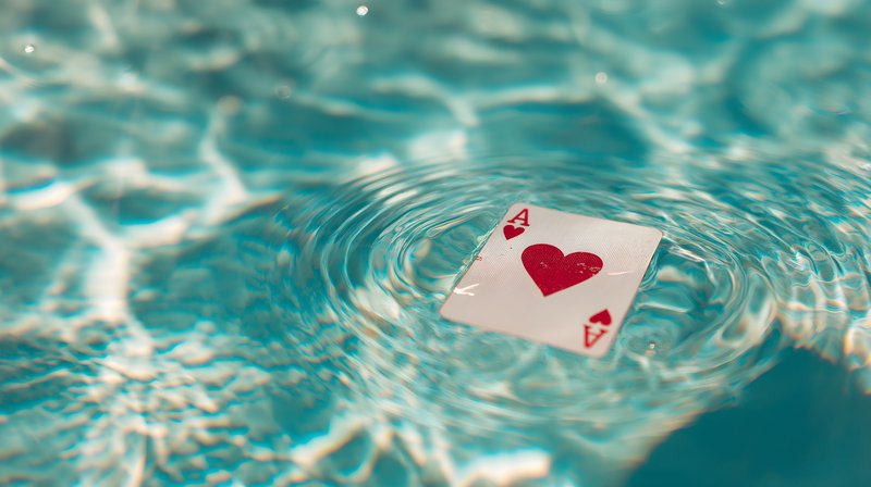 Playing cards float in water during bright sunny day Free Premium Stock Photo - stock photo