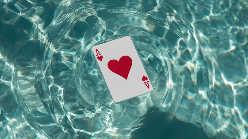 Floating playing card in clear blue water Free Premium Stock Photo - stock photo