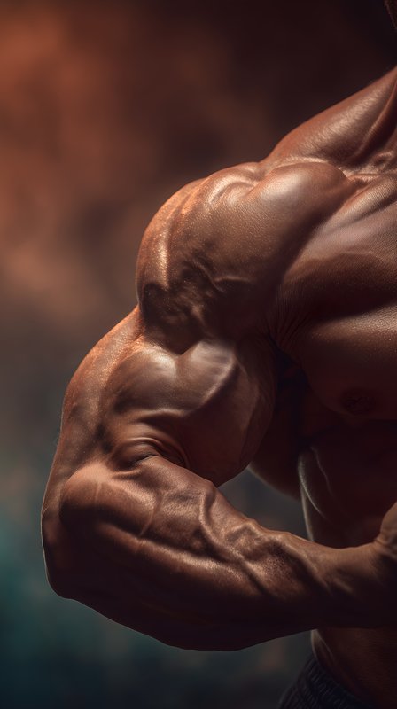 Bodybuilder shows strong muscle definition during performance Free Premium Stock Image - stock photo