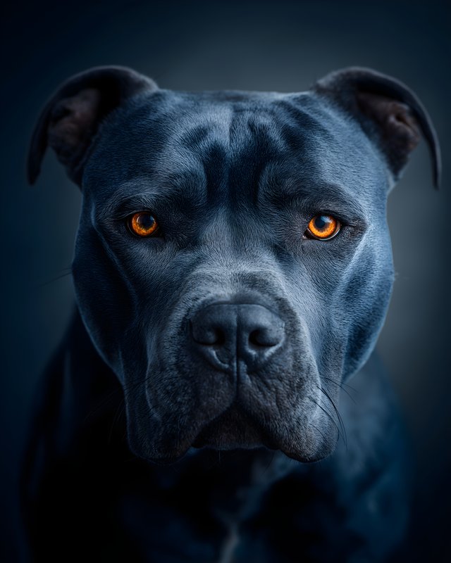 Dog with orange eyes looks directly at the camera Free Premium Stock Image - stock photo