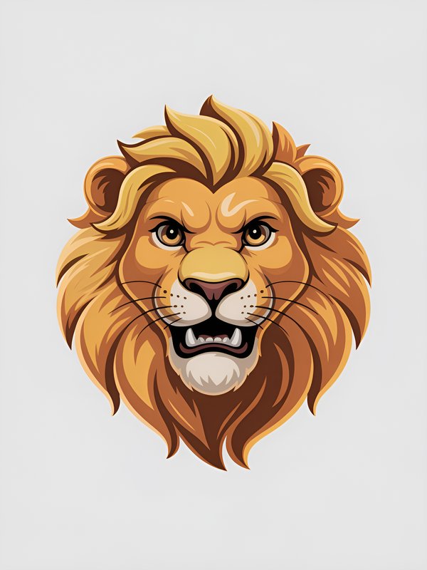 Lion head design with bold colors and clear details Premium Stock Photo - stock photo