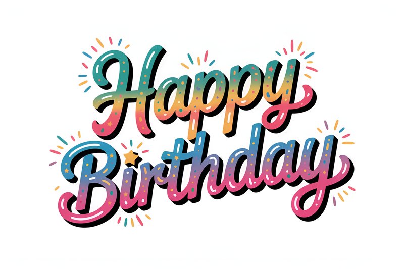 Happy birthday greeting with colorful design and stars Premium Stock Photo - stock photo