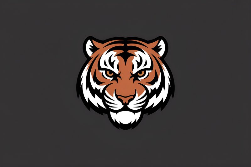 Tiger head illustration with simple design and bold lines Premium Stock Image - stock photo
