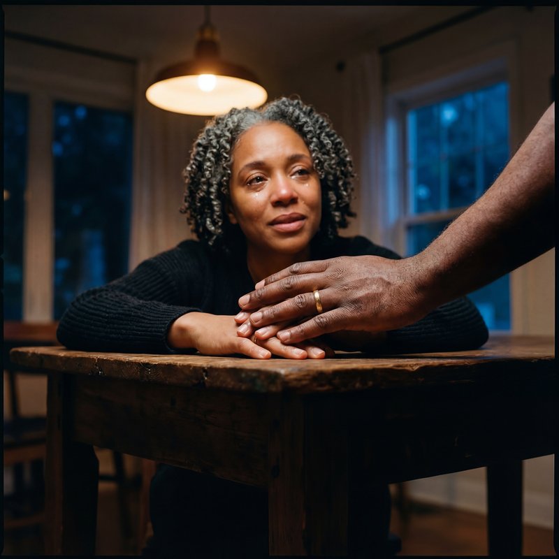 Person sitting at table during evening conversation Premium Stock Image - stock photo