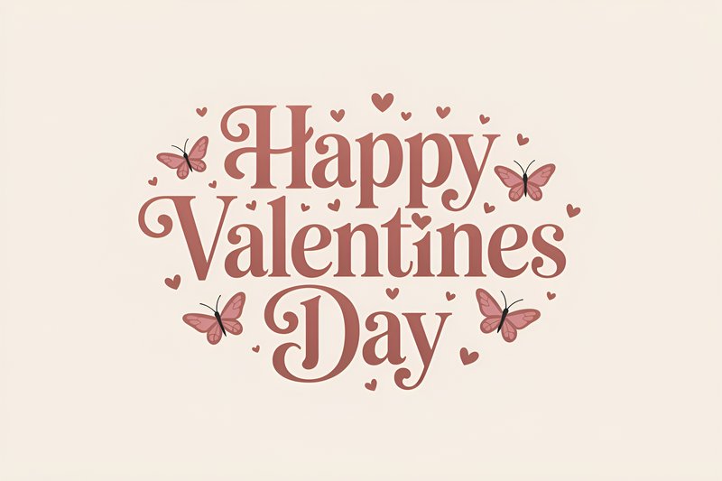 Celebrating Valentines Day with butterflies and hearts Premium Stock Image - stock photo