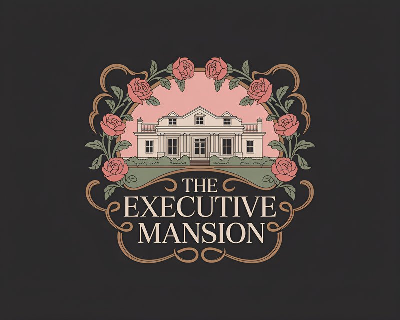 Executive Mansion design with roses at sunset Premium Stock Photo - stock photo