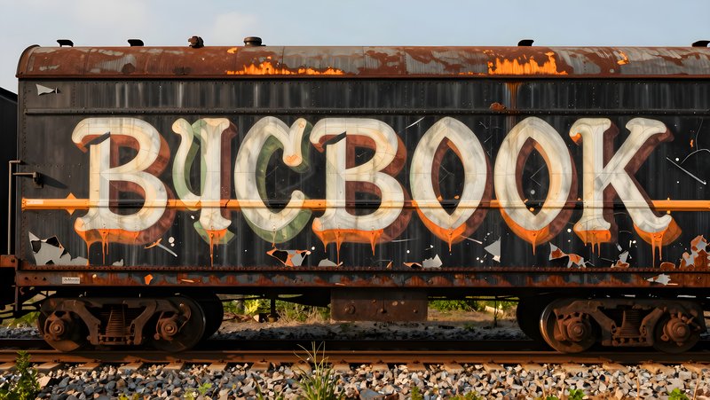 Old train car with Bucbook painted on the side Premium Stock Photo - stock photo