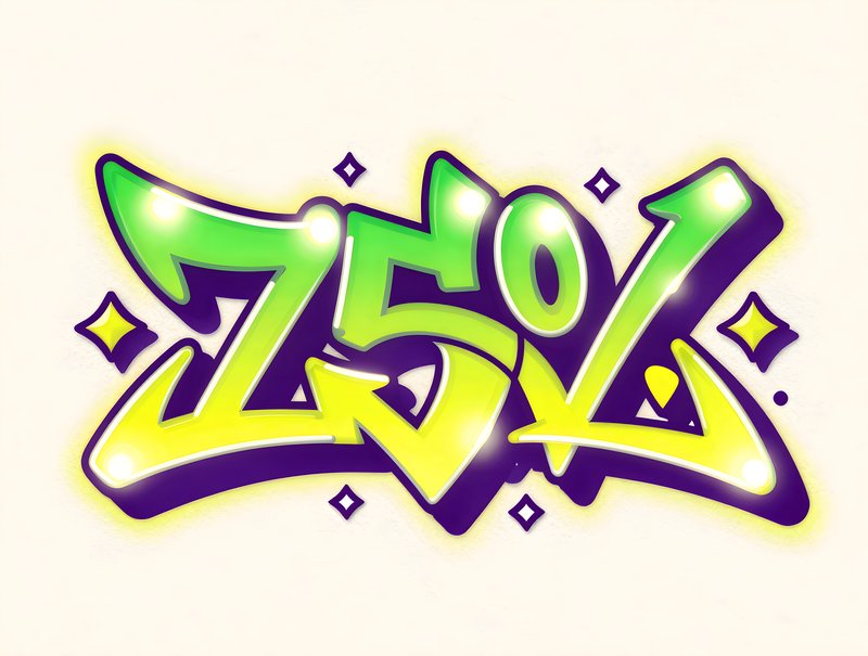 Graffiti art showing 250 percent sign with bright colors Premium Stock Photo - stock photo