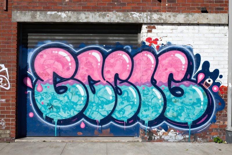 Colorful graffiti art on brick wall in urban area Premium Stock Photo - stock photo