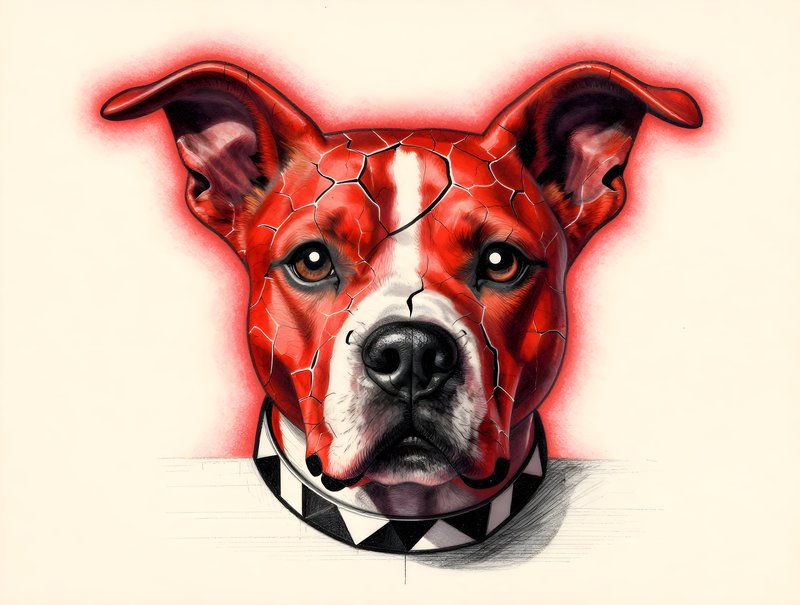 Dog portrait with bright patterns on the face Premium Stock Image - stock photo