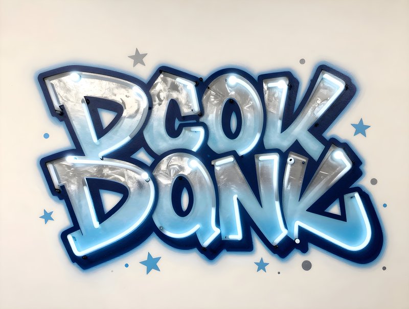 Street art design with bold letters on a white wall Premium Stock Image - stock photo