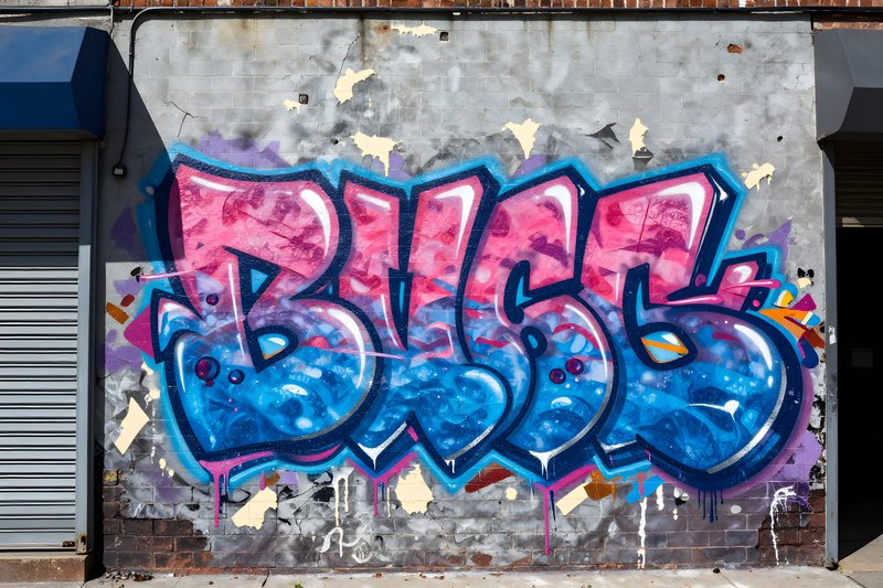 Colorful graffiti on a city wall in daytime light Premium Stock Image - stock photo