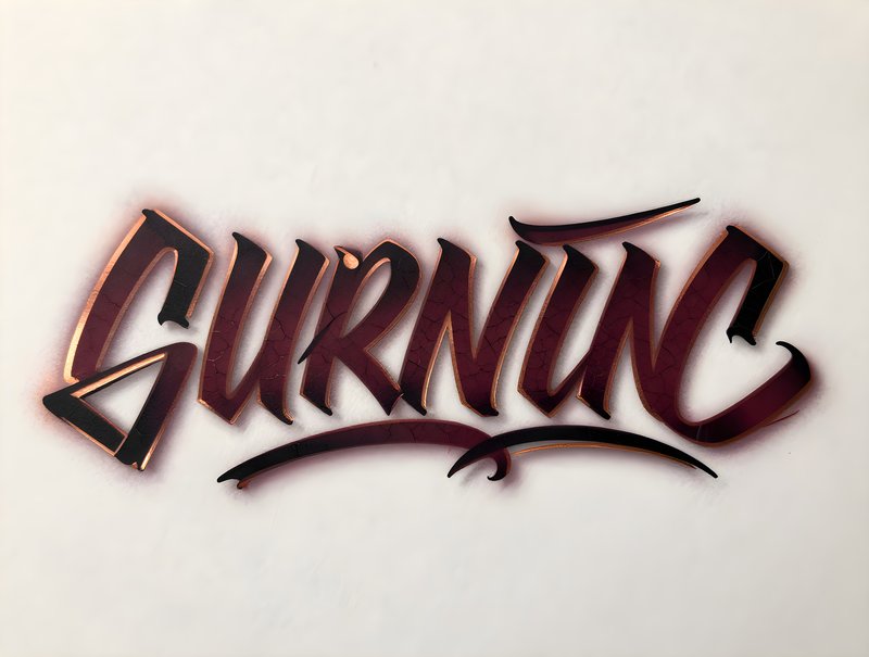 Stylish graffiti art showing the word SURNNC on a wall Premium Stock Image - stock photo