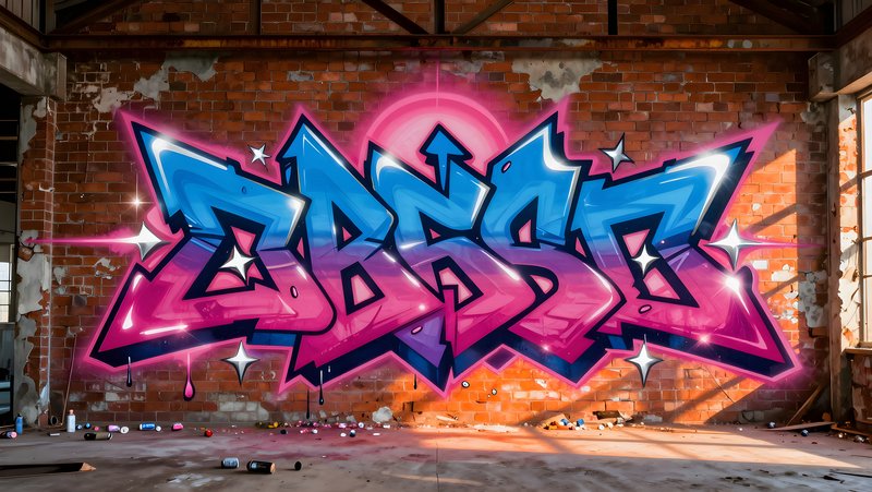 Colorful graffiti on wall inside old warehouse Premium Stock Photo - stock photo
