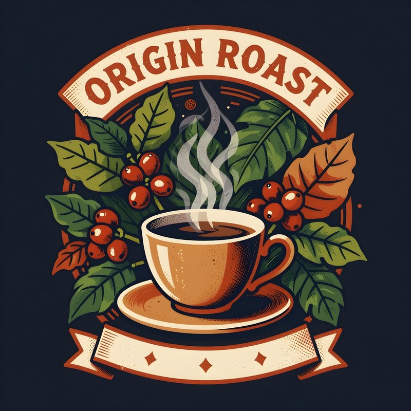 Coffee cup with steam and coffee plants in the design Premium Stock Photo - stock photo