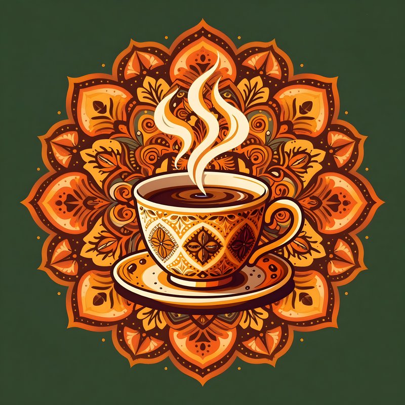 Warm cup of coffee with decorative background design Premium Stock Image - stock photo