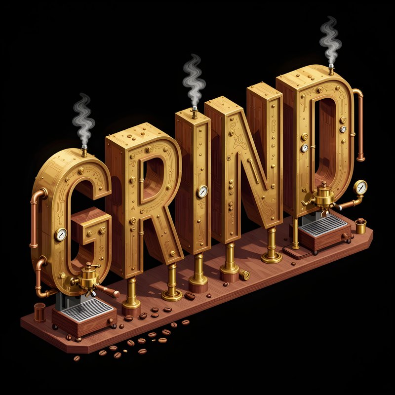 Grind machine with letters and steam shows coffee process Premium Stock Photo - stock photo