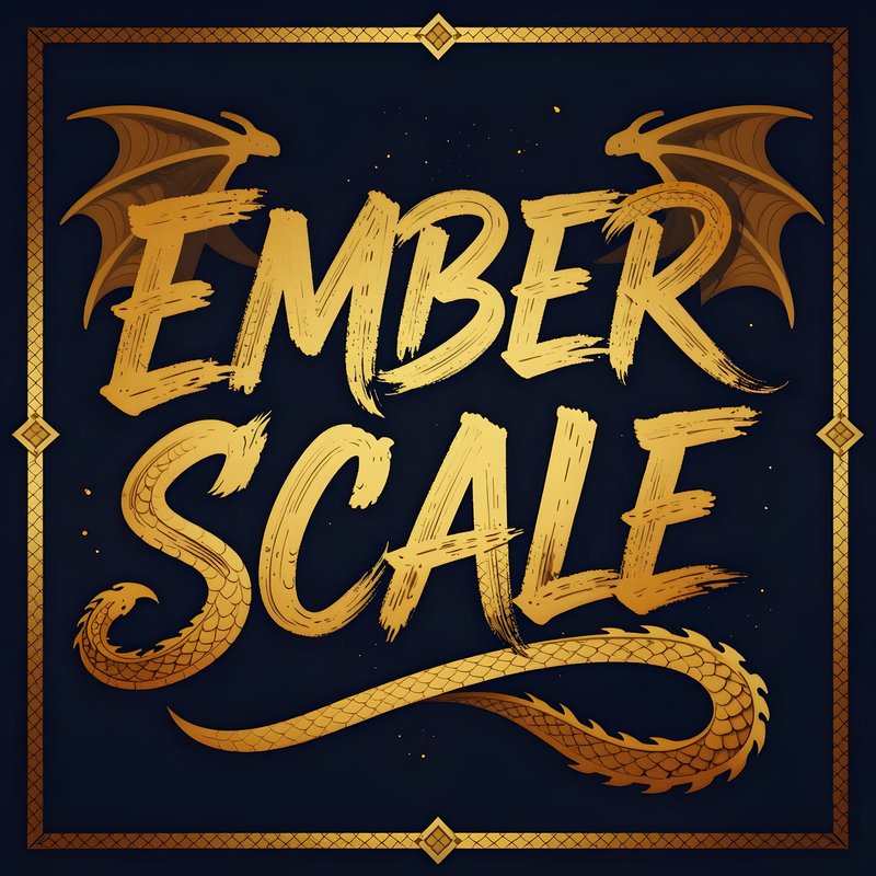 Exploring Ember Scale dragon design with golden text Premium Stock Photo - stock photo