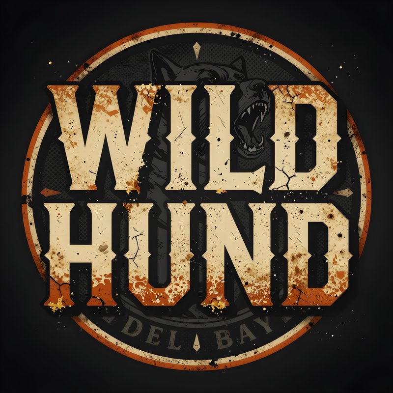 Wild Hund brand logo with wolf design and strong text Premium Stock Image - stock photo