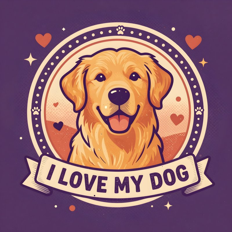 People show love for pets in art of a golden retriever Premium Stock Image - stock photo