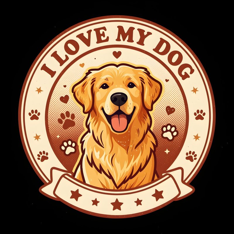 Golden retriever symbol with text about love for dogs Premium Stock Image - stock photo