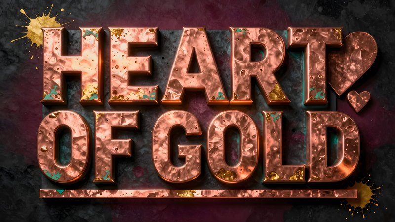 Writing on a surface that shows heart of gold message Premium Stock Photo