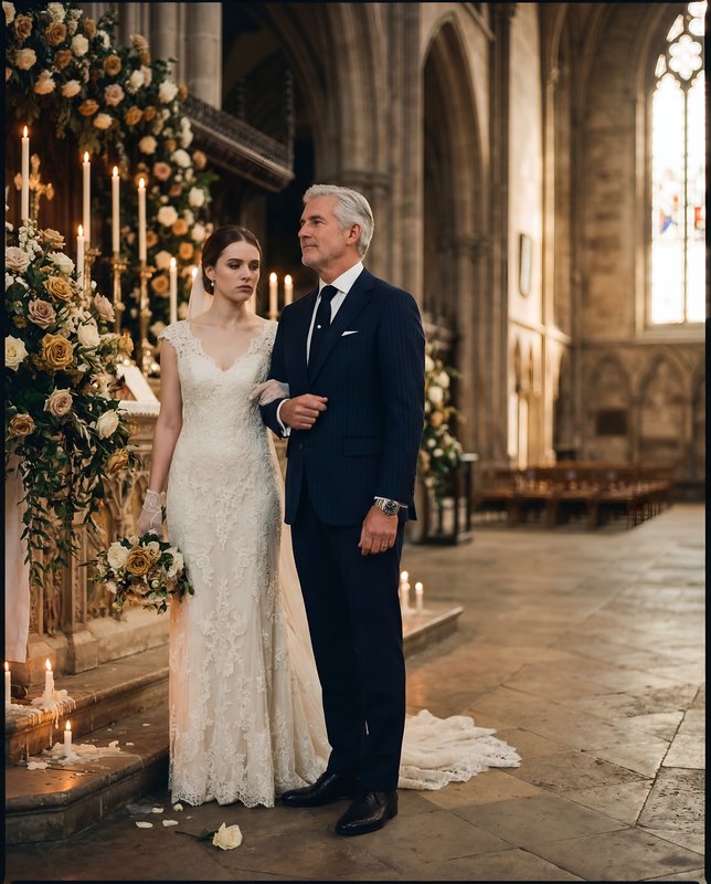 Couple stands together during wedding ceremony in church Premium Stock Photo - stock photo