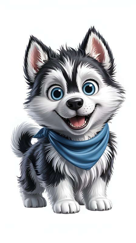 Cute husky puppy with blue eyes and a bandana in a fun pose Premium Stock Photo - stock photo