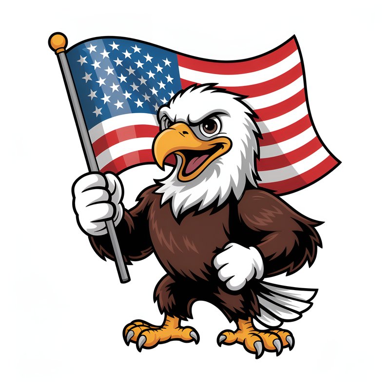 Eagle holds American flag in strong pose during celebration Premium Stock Photo - stock photo