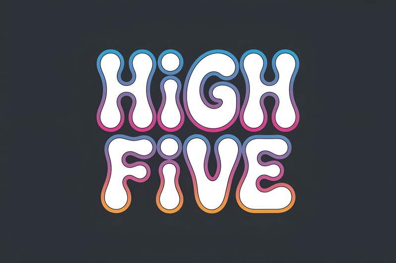 Graphic showing the words high five in colorful text Premium Stock Photo - stock photo